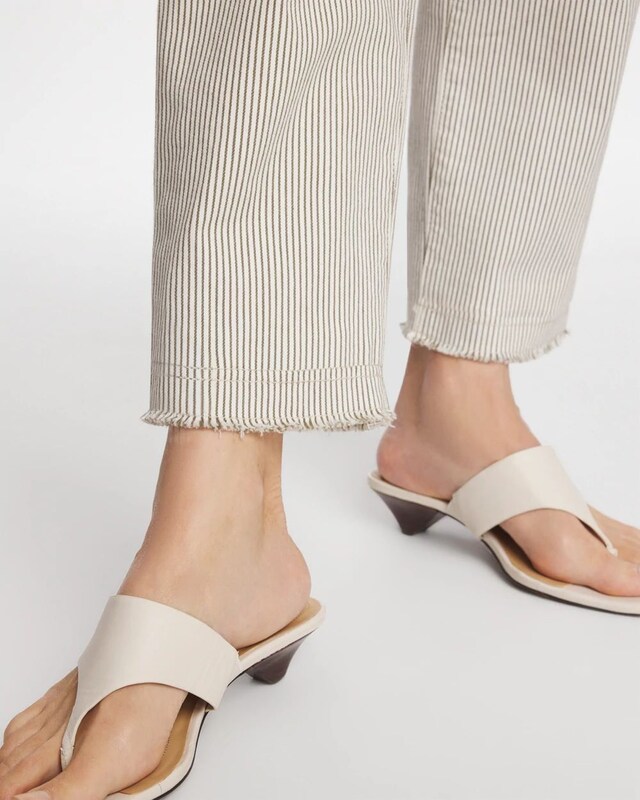 Stripe Girlfriend Straight Ankle Jeans - image 4